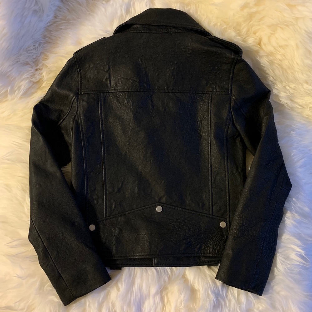7 For All Mankind Black Leather Moto Jacket Size S - Picture 6 of 9